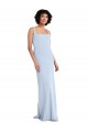 Affordable Slim Square Neck Fit and Flare Full Length Stretch Crepe Prom Dress UK