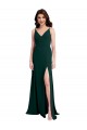 Affordable Slim A-Line V-Neck Full Length Crepe Prom Dress with Side Slit UK