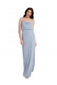 Affordable Draped Cowl Neck Long Crepe Prom Dress with Spaghetti Straps UK