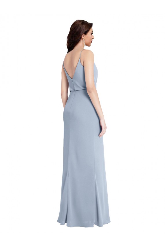 Affordable Draped Cowl Neck Long Crepe Prom Dress with Spaghetti Straps UK