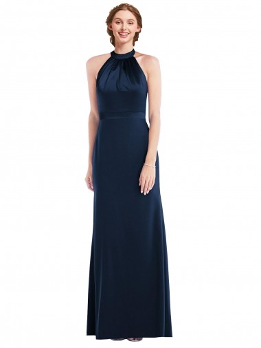 Affordable High Neck Open Back Long Maxi Prom Dress UK