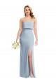 Affordable Strapless Overlay Bodice Crepe Maxi Prom Dress with Front Slit UK