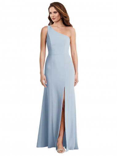 Affordable Bold One Shoulder Trumpet Maxi Crepe Prom Dress UK