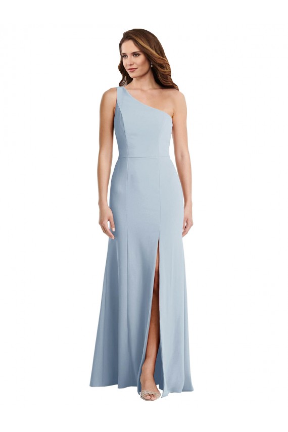 Affordable Bold One Shoulder Trumpet Maxi Crepe Prom Dress UK