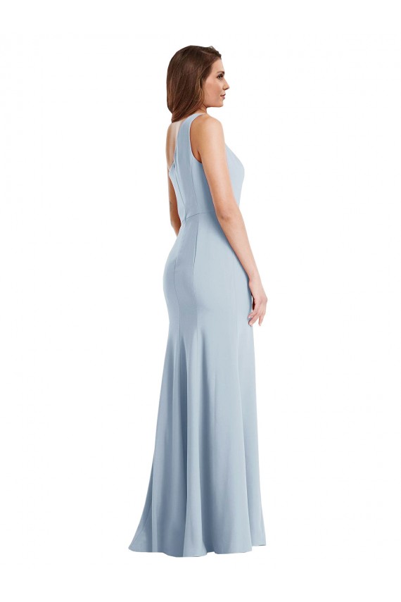 Affordable Bold One Shoulder Trumpet Maxi Crepe Prom Dress UK