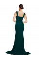 Affordable Fitted Square Neck Long Crepe Prom Dress with Train and Side Split UK