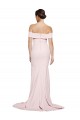 Affordable Off Shoulder Long Crepe Prom Dress with Straight Neckline and Side Split UK