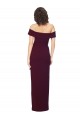 Affordable Fitted Full Length Off the Shoulder Crepe Prom Dress with Side Split and Waist Tie UK