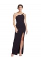 Affordable Long Floor Length Crepe Prom Dress with Side Split and One Strap UK