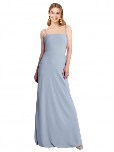 Affordable Straight Neckline Crepe Slip Prom Dress with Strappy Back UK