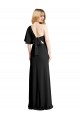 Affordable Pleated One Shoulder Flutter Sleeves Slim Crepe Prom Dress UK