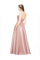 Affordable Long Plated Strapless Sweetheat Stretch Satin Prom Dress UK