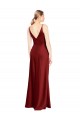 Affordable Full Length Long Stretch Satin Slip Prom Dress V-Back UK