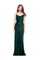 Affordable Fitted Cowl Neck Long Stretch Satin Slip Prom Dress with V-Back UK