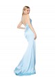 Affordable Double Straps V-Neck Sleeveless Stretch Satin Prom Dress with High Slit UK