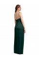 Affordable Sleek Straight Neckline Long Wrap Stretch Satin Prom Dress with Angled Pleats UK