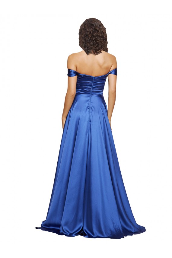 Affordable Ball Gown Off the Shoulder Sweetheart Stretch Satin Prom Dress UK