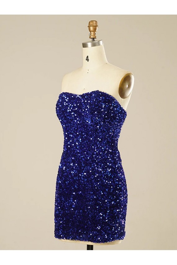 Affordable Short Sweetheart Velvet Sequin Prom Dress UK