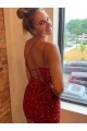 Affordable V-Neck Sleeveless Short Velvet Sequins Prom Dress UK