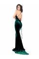 Affordable High Neck Stretch Velvet Prom Dress with Black Lace Embroidery UK