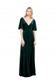 Affordable Deep V-Neck Flutter Sleeves Long Velvet Wrap Prom Dress UK