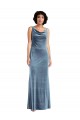 Affordable Floor Length Cowl Neck Long Stretch Velvet Maxi Prom Dress UK