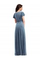 Affordable Flutter Sleeve Velvet Wrap Maxi Prom Dress with Pockets UK