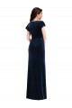 Affordable Flutter Sleeve Wrap Bodice Velvet Maxi Prom Dress with Pockets UK