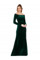 Affordable Off the Shoulder Long Sleeves Stretch Velvet Prom Dress UK