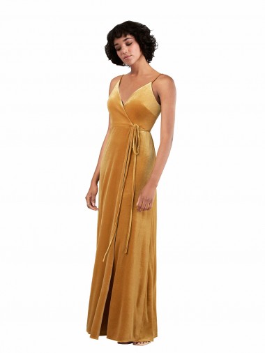 Affordable Romantic Velvet Floor Length Prom Dress with Wrap Detail UK