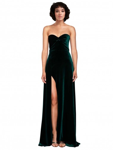 Affordable Sweetheart Fluid Velvet Prom Dress with High Split UK